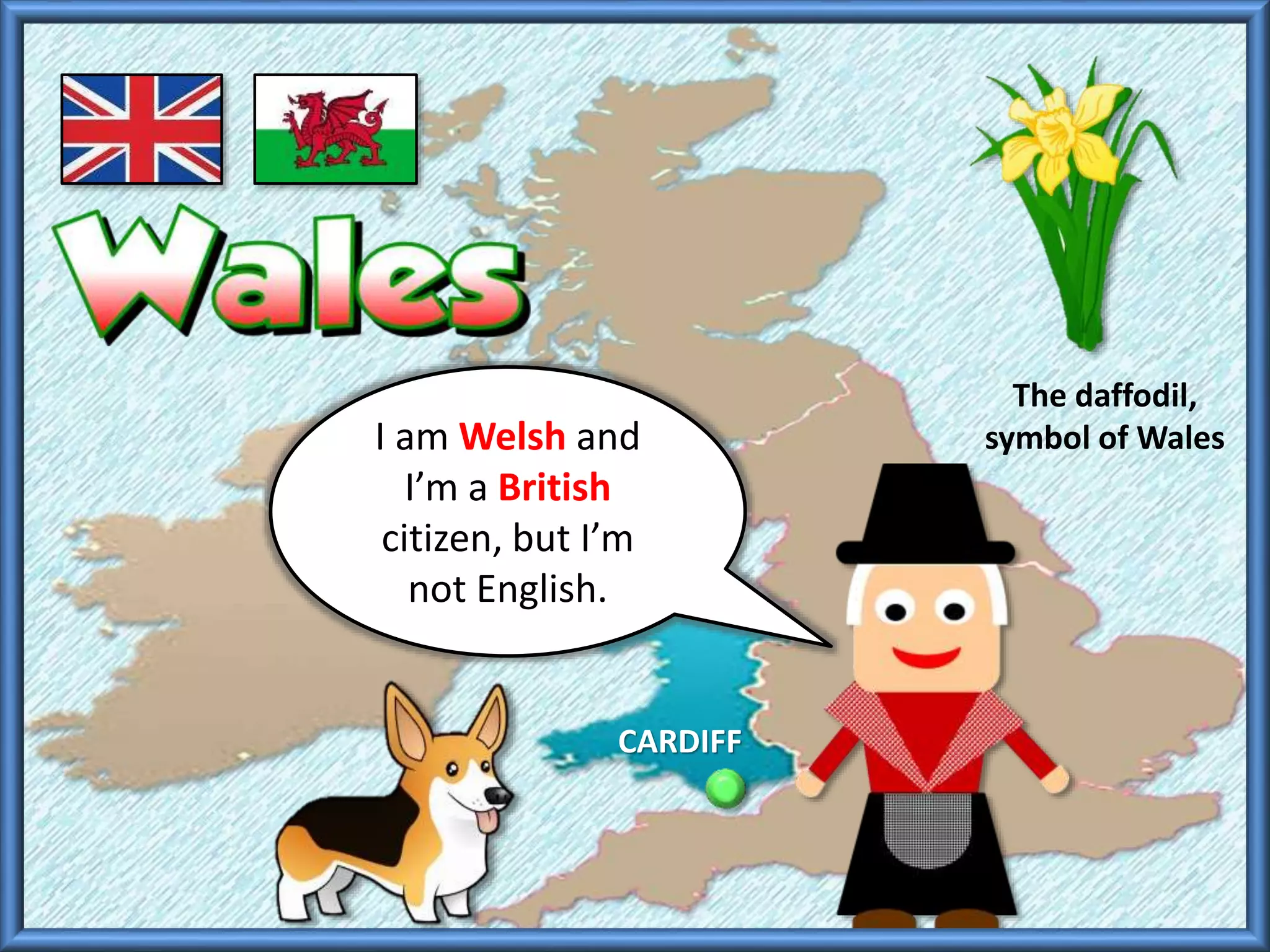 I am Welsh and
I’m a British
citizen, but I’m
not English.
The daffodil,
symbol of Wales
CARDIFF
 