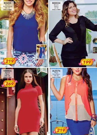 17
BI3455
Blusón
Azul Imperial
ME, GR
Antes a: $289
PRECIO ESPECIAL
$219PC7916903
B00034
Blusón
Negro
32, 34
Antes a: $469
PRECIO ESPECIAL
$199PC2715367
V00836
Vestido
Rojo
ME, GR
Antes a: $369
PRECIO ESPECIAL
$269PC0920720
AL5576
Blusa
Rosa Neón
GR, XG
Antes a: $339
PRECIO ESPECIAL
$219PC3116982
 