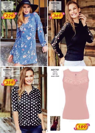 5
V00629
Vestido
Azul
ME, GR
Antes a: $489
PRECIO ESPECIAL
$229PC7317654
G00246
Suéter
Negro
GR, XG
Antes a: $449
PRECIO ESPECIAL
$369PC4828422
D00062
Camisera
Negro
CH, ME
Antes a: $399
PRECIO ESPECIAL
$359PC4827620
A01781
Blusa
Salmón
ME, GR
Antes a: $239
PRECIO ESPECIAL
$189PC4814689
 