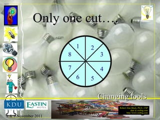 1 2 3 4 5 6 7 8 Only one cut…. Changing tools 