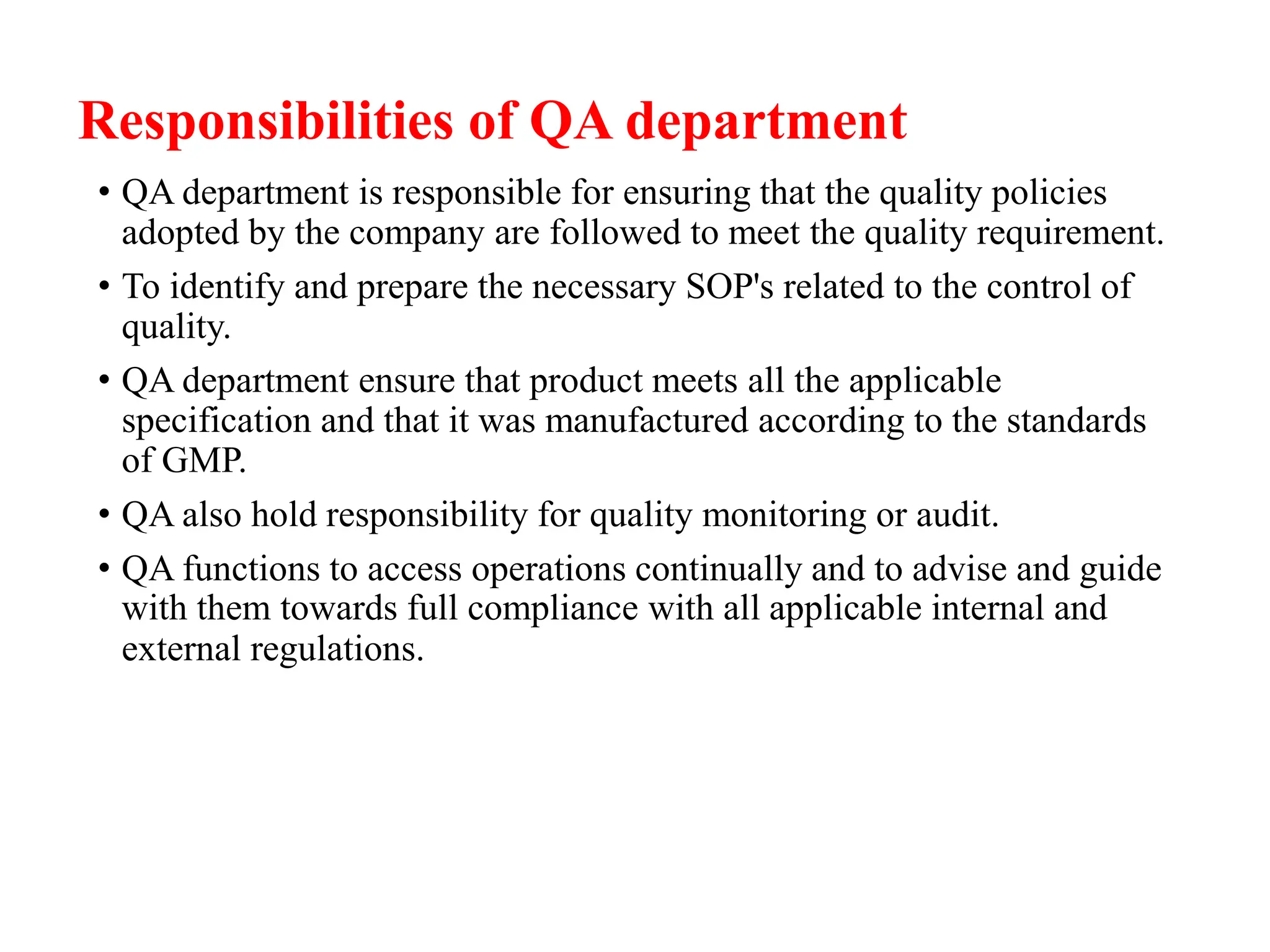 Quality assurance and quality control B.Pharm. | PDF