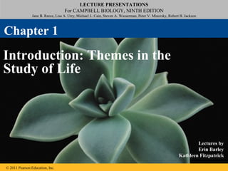 LECTURE PRESENTATIONS
For CAMPBELL BIOLOGY, NINTH EDITION
Jane B. Reece, Lisa A. Urry, Michael L. Cain, Steven A. Wasserman, Peter V. Minorsky, Robert B. Jackson
© 2011 Pearson Education, Inc.
Lectures by
Erin Barley
Kathleen Fitzpatrick
Introduction: Themes in the
Study of Life
Chapter 1
 