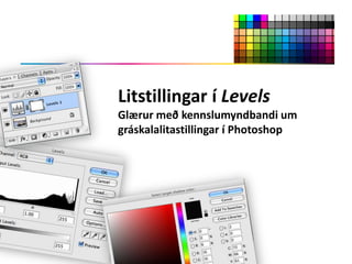Litstillingar í LevelsGlærur með kennslumyndbandi um gráskalalitastillingar í Photoshop 
