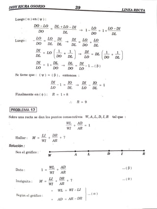 DIDYRICRA OSORIO
39 LINEARECTA
Luego ( a) en ( ) :
DO -
LO DL +LO -
DI 1-Lo = 1+0-DI
DO DL DO DL
LO LO DI DILO LO
Luego:
DO DL DL DL DO DL
DL 1L
DO
DI LO
DL LO DL
DI 1+ DL DL DI-1 . (B)
LO
LO DO
Se tiene que: ( V)= (B), entonces
IO
DI-1 pL = 1
DL
LO LO
Finalmenteen ( ¢ ): R = 1+8
R = 9
PROBLEMA 17
talque
Sobre una recta se dan los puntos consecutivos W, A, L, D,1, R
AD 1
WL
+
AR
WI
LI
Hallar: M =
WI
DR
+ 7
AR
Solución:
Sea el gráfico A L D
W
WLAD . ()
Dato 1 = +
WI AR
(0)
DR
+ + 7
Incógnita: M WI AR
WL = WI - LI
... ( )
Segúnel gráfico
AD = AR -
DR
 