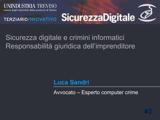 Luca Sandri  Sicurezza digitale e crimini informatici Responsabilità giuridica dell’imprenditore  Avvocato – Esperto computer crime 