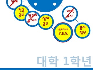 연애전공공부야학교사컴퓨터동아리영어공부영어스터디Y.E.S.봉사정신대학 1학년
