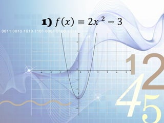 421
0011 0010 1010 1101 0001 0100 1011
1) 𝑓 𝑥 = 2𝑥 ² − 3
 