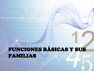 421
0011 0010 1010 1101 0001 0100 1011
FUNCIONES BÁSICAS Y SUS
FAMILIAS
 