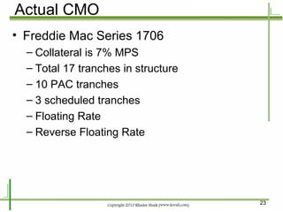 Actual CMO Freddie Mac Series 1706 Collateral is 7% MPS Total 17 tranches in structure 10 PAC tranches 3 scheduled tranches Floating Rate Reverse Floating Rate 