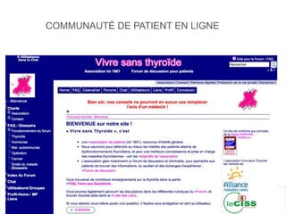 COMMUNAUTÉ DE PATIENT EN LIGNE
 