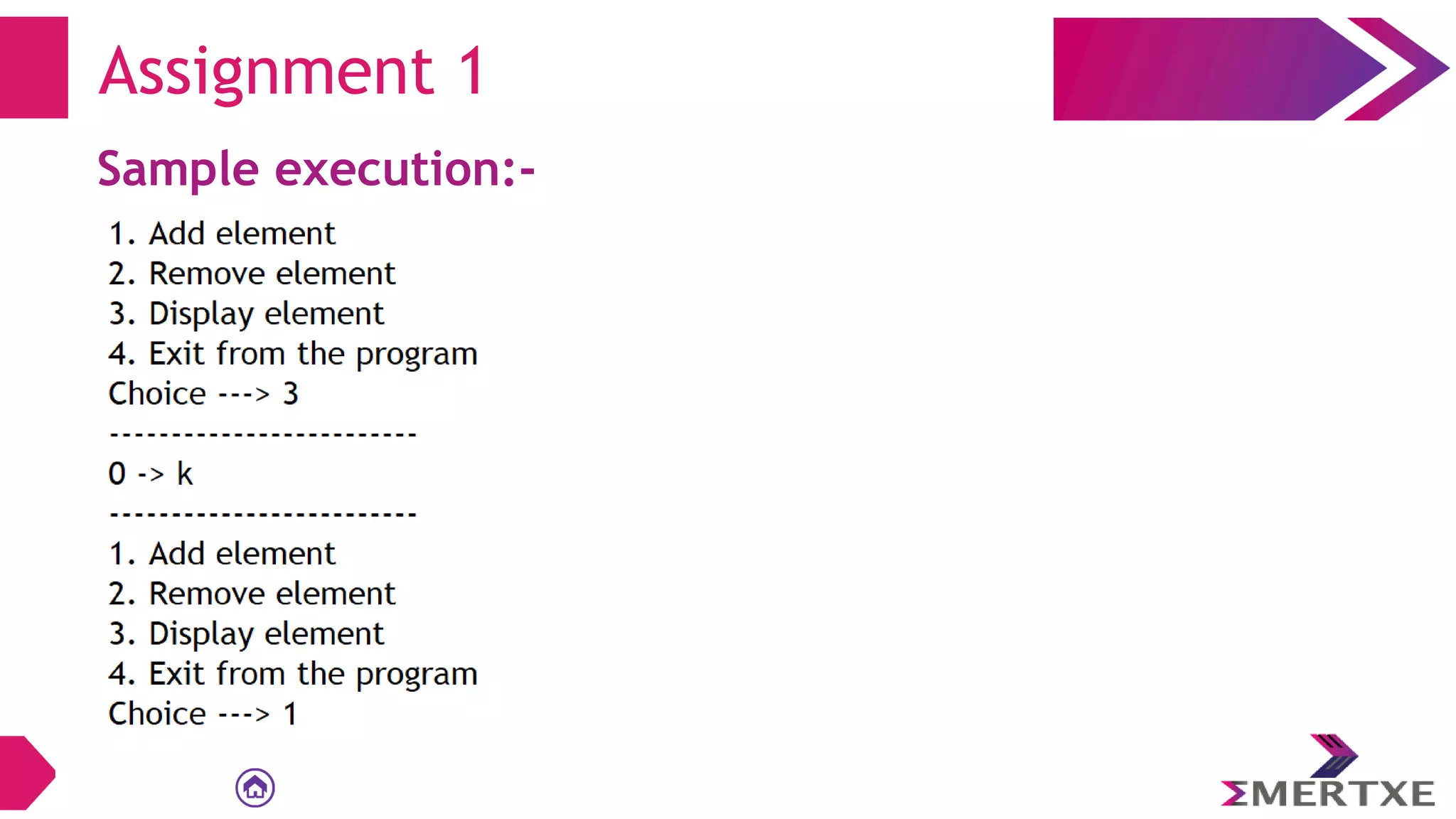 Sample execution:-
Assignment 1
 