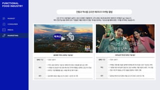 신규 건기식 사업자들이 늘면서 시장 내 경쟁이 치열해지자 고객 신뢰도 제고에 효과적인 헤리티지 마케팅이 늘고 있습니다.
특히 건강기능식품 업계의 장수 기업들은 제품 브랜드의 전통, 역사를 강조하는 기념 광고를 통해 브랜드 가치를 부각하는 모습입니다.
전통과역사를강조한헤리티지마케팅활발
동아제약 ‘박카스 60주년 기념 광고’
캠페인 기간 • 2023. 상반기
특징
• 박카스 출시 60주년 기념으로 대한민국의 60년 시대상을 담은 광고 제작
• 시대별 사건 중심의 국민 응원 메시지로 추억과 애환을 소환하는 공감 자극 영상
• 60주년 기념 엠블럼을 넣은 스페셜 에디션 패키지 출시
효과 • 동아제약 유튜브 채널 내 누적 조회수 1,037만 회 기록
HK이노엔 ‘컨디션 33주년 기념 광고’
캠페인 기간 • 2024. 상반기
특징
• 박재범, 전종서를 모델로 발탁해 숙취해소제 컨디션 출시 33년 기념 광고 제작
• ‘어른을 위한 숙취 동화’ 영상으로 33년 숙취해소 개발 외길의 브랜드 가치 전달
• 영상 시청 후 댓글을 남기면 선물을 증정하는 이벤트 진행
효과 • 일주일 만에 컨디션 유튜브 채널 내 누적 조회수 232만 회 기록
 