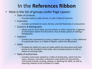 References Under Image Word Example 01 microsoft office word 2007 (introduction and parts) | PPTX