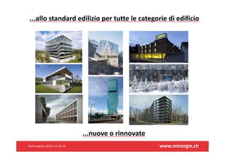 ...allostandardediliziopertuttelecategoriediedificio

...nuoveorinnovate
Porteaperte2013|12.10.13

www.minergie.ch

 