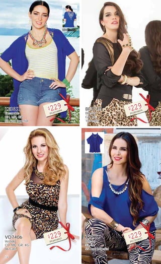 34
ZE0855
Ensamble
CH, ME, GR
55 Azul Imperial
$229
PC6216094
VD7406
Vestido
CH, ME, GR, XG
06 Café
$229
PC6416031
BF2710
Blusón
GR, XG
10 Negro
$229
PC0016074
BJ3955
Blusón
32, 34
55 Azul Imperial
$229
PC7316037
0<Multipleintersectinglinks>
 