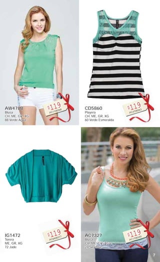7
AW4788
Blusa
CH, ME, GR, XG
88 Verde Agua
$119
PC1108368
IG1472
Torera
ME, GR, XG
72 Jade
$119
PC8408317
CD5860
Playera
CH, ME, GR, XG
60 Verde Esmeralda
$119
PC4708363
AC7327
Blusa
CH, ME, GR, XG
27 Sky Blue
$119
PC1708340
 