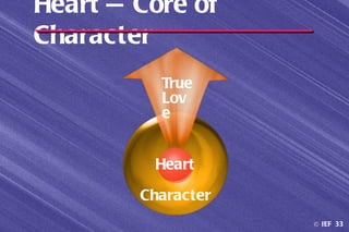 Heart — Core of
Character
          True
          Lov
          e


         Heart

        Character
                    © IEF 33
 