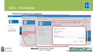 • Modificación rápida de la navegación:
Sitios - Novedades
 