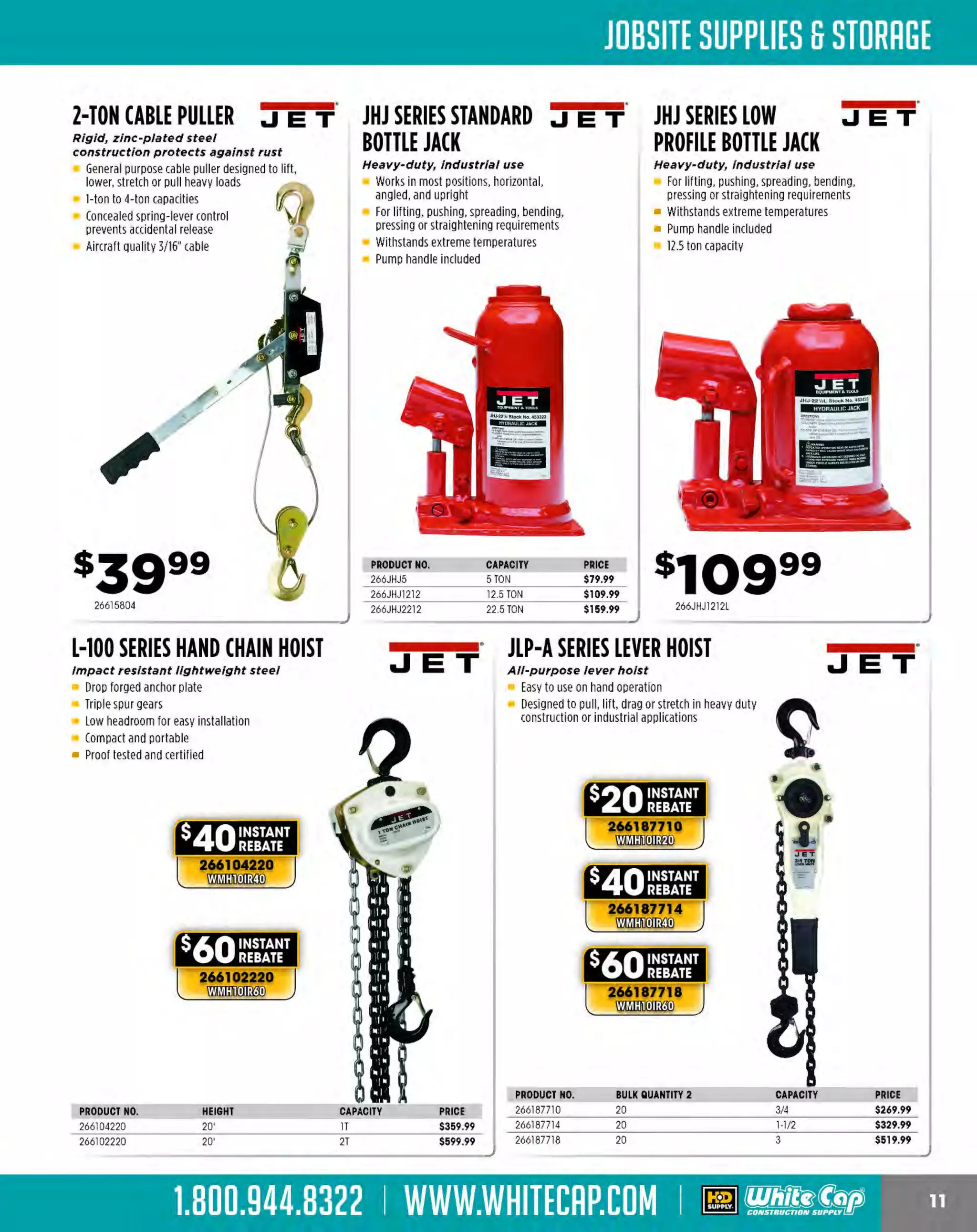 Experience Our MOBILE APP @ Booth BD2
ALSO VISIT OUR SAFETY BOOTH OUTSIDE OF CENTRAL HALL BY REGI STR ATION

...,.,ii!

~ WORLDoF

~ CONCRETE

THESE SPECIAL TRADER DEALS AVAILABLE ALL MONTH AT YOUR LOCAL BRANCH!

GENUINE BOSCH HAMMER STEEL ~
20" 1-1/8" Hex Moll Point

20" 1-1/8" Hex Narrow Chisel

162HS2161

ASPHALT CUTTER

162HS21
63

8

5 " X 19" 7-1/8" Hex Asphalt Cutter

SCALING CHISEL
1" X 20" 7-1/8" Hex Chisel

DR400 DigiRod™
The rod-less grade checker

A combination

electronic laser
grade rod

$308359

UL633 Universal Laser
The most vesatile laser, ever

uL
299 633

Large compensated grade
range from -25% to +25%

Automatic electron ic self-leveling
Quick setups with the combined
radio/infrared remote control
Electronic Leveling Vibration Filter
No rework due to automatic
temperature, grade and cross
axis compensation
Dual Automatic Axis Alignment
Automatic Spot Align

Combines both functions
(receiver and rod) in a handheld
receiver sized package
Incorporates Trimble HL700
Supercell technology, laser
distance measuring technology
and angle sensing components
Extremely portable and
lightweight
Includes: DR400 unit, holster with
belt clip, snap on handle grip, laser
glasses, standard HL700 rod clamp

s73519
299DR400

The MOST KNOWLEDGEABLE PROS in construction supplies

800.944.8322 I Whitecap.com

 