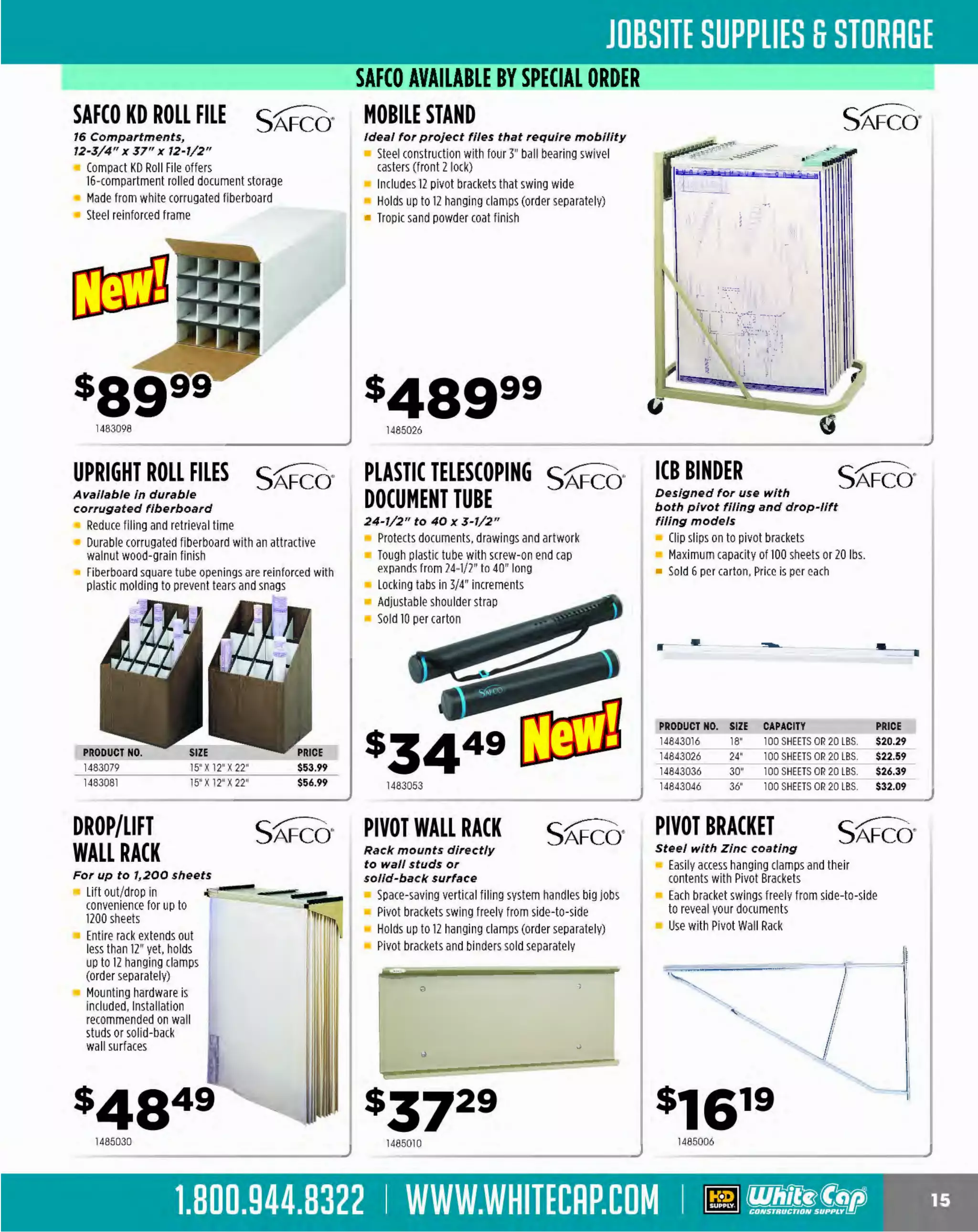 Experience Our MOBILE APP @ Booth BD2
ALSO VISIT OUR SAFETY BOOTH OUTSIDE OF CENTRAL HALL BY REGISTRATION

...,.,ii!

~ WORLDoF

~ CONCRETE

THESE SPECIAL TRADER DEALS AVAILABLE ALL MONTH AT YOUR LOCAL BRANCH!

3000W INDUSTRIAL
GENERATOR

HONDA
GENERATORS

Only68 lbs.

4000W INDUSTRIAL
WHEELED GENERATOR
Up to 5,000 watts of startup power
for 10 seconds, recoil starter - - - - -

AC output: 120V 3,000W max.
(25A) • 2,600W rated (21.7A)
Run time on one tankful: 6 hrs. at
rated load, 9.4 hrs. at 1/2 load
Starting system: recoil
Tank size: 2.7 gallons

AC output: 120/240V • 4,000W
max. (33.3/16.?A) • 3,500W rated
(29.2/14.6A)
GFCI protection on all outlets
Tank size: 6.2 gallons

$184999

475EB3000CK2

475EB4000X

SOOOW INDUSTRIAL
WHEELED GENERATOR

HONDA
GENERATORS

7,000 watts of start up power for
10 seconds, recoil starter
---

6SOOW INDUSTRIAL
WHEELED GENERATOR

HONDA
GENERATORS

7,000 watts of start up power,
GFCI protected outlets
AC output: 120/240V 6,500W max.
(54.1/27.lA) 5,500W rated (45.8/22.9A)
Run time on one tankful: 6.9 hrs. at rated
load, 10.4 hrs. at 1/2 load
Starting system: recoil
Tank size: 6.2 gallons

AC output: 120/240V • 5,000W max.
(41.7/20.8A) • 4,500W rated (37.5/18.8A)
Run time on one tankful: 8.1 hrs. at rated load,
11.2 hrs. at 1/2 load
GFCI protection on all outlets
Tank size: 6.2 gallons

475EBSOOOXK2

2000W
SUPER QUIET
GENERATOR

HONDA
GENERATORS

475EB6500XA

HONDA
GE N ERATO R S

Only 47 lbs., super quiet operation

AC output: 120V 2,000W max. (1
6.7A)
1,600W rated (13.3A), DC output: 12V,
96W (SA)
Run time on one tankful: 4 hrs. at rated
load, 9.6 hrs. at 1/4 load
Tank Size: 1.1 gallons
Dimensions: 20.l"LX ll.4"W X 16.?"H
Noise level: 59dB at rated load, 53dB
at 1/4 load

475EU200011A

3000W
SUPER QUIET
GENERATOR

HONDA
GENERATORS

Electric start, long run time

AC output: 120V 3,000W 25 amps max.,
2,SOOW 23.3 amps rated
DC output: 12V, 144W (12.0A)
Run time/ tankful: 7.2 hrs. at rated load,
20 hrs. at 1/4 load
Dimensions: 25.S"L X18.9"W X 22.4"H
Tank size: 3.4 gallons
California compliant

475EU30001S1

The MOST KNOWLEDGEABLE PROS in construction supplies

800.944.8322 I Whitecap.com

14 HP
COMMERCIAL
GENERATOR

' 9 SUBARU
Industrial Power Products

7,500 max watt output

AC Receptacles - one 30amp120 volt
and one 30 amp 1 240 volt twistlocks
20/
Automatic Voltage Regulation System
(AVR - provides a precise voltage
)
control output on the generator
GFCI receptacle
AC circuit breaker
12 volt, 1 AH battery
8

107SGX7500E

 