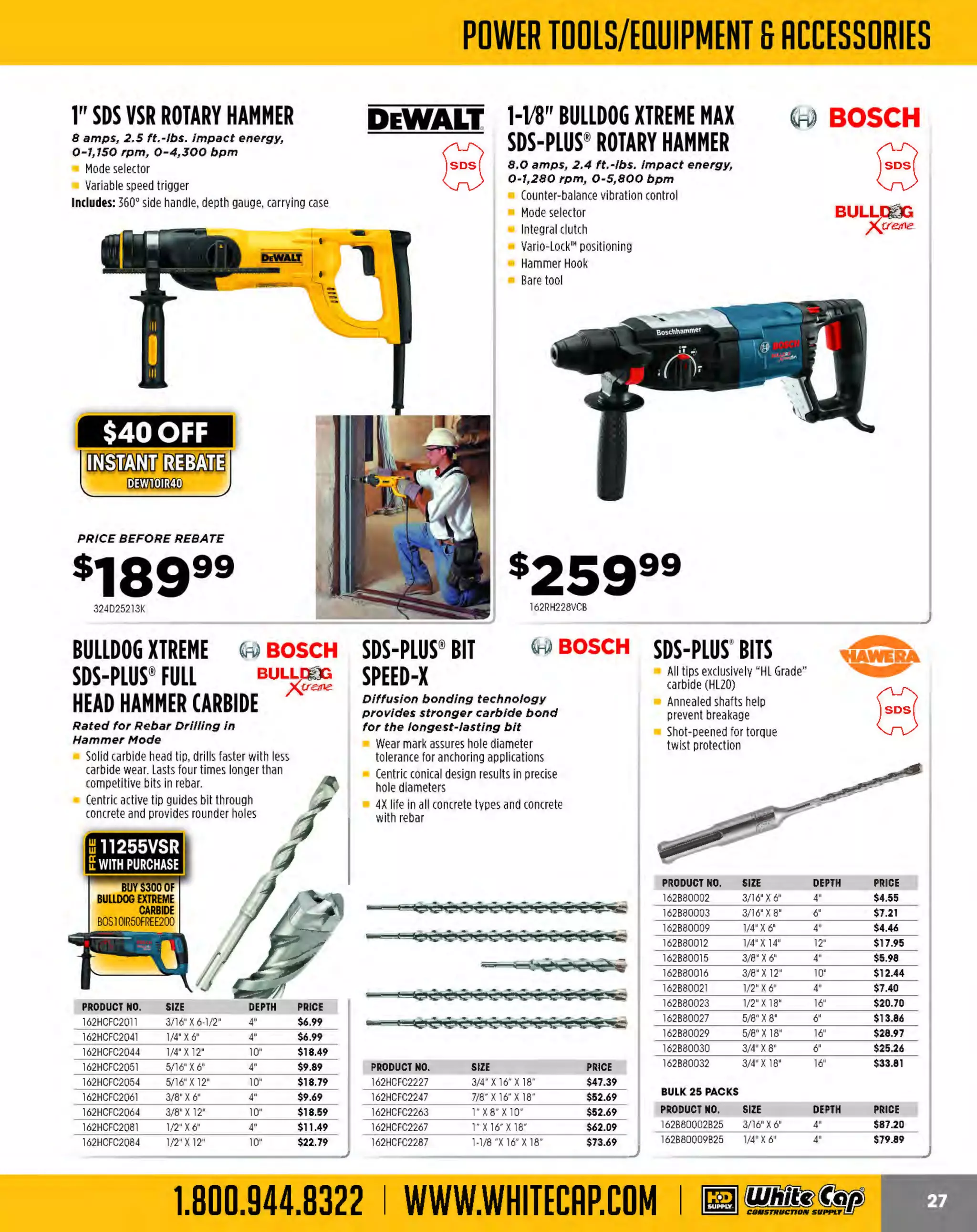 Experience Our MOBILE APP @ Booth BD2
ALSO VISIT OUR SAFETY BOOTH OUTSIDE OF CENTRAL HALL BY REGISTRATION

...,.,ii!

~ WORLDoF

~ CONCRETE

THESE SPECIAL TRADER DEALS AVAILABLE ALL MONTH AT YOUR LOCAL BRANCH!

BRIGADE.

BRONZE HAND
GROOVERS

-*PRO GRADE TOOLS

Hade from high quality,
long-wearing bronze

BRIGADE. WALKING EDGERS BRIGADE.
BLUE STEEL
WALKING NOSE & PRO GRADE TOOLS Blue steeledgers feature a handle PRO GRADE TOO LS
Walking
mount that allows you to move
COVE TOOLS

-*-

handle180 degrees
Made of high quality blue
spring steel
Handle not included

Hade of high grade carbon blue
spring steel

Finely finished to make smooth
clean grooves
Longer lasting and heavier than
steel groovers

Flexible yet strong
Includes an all angle swivel bracket
Attach the Brigade 444BR1
2049
Yoke/snap starter to bracket

PRODUCT NO.
444BR11741
444BR11742
444BR11743
444BR11744
444BR11745
444BR11746
444BR11747
444BR11748
444BR11981
444BR11984
444BR11985
444BR11986
444BR11987
444BR11988
444BRll99U
444BR11991
444BR11993

444BR11869

PRODUCT NO.
444BR118b9
444BR11870
444BR11871

SIZE
b" X4·1/2" 1/2" L> 1/4" R
6" X4-1/2" 1/2" D3/8" R
6" X4-1/2" 3 D1/4" R
/4"

HAND EDGER/
GROOVER
High quality stainless steel

PRICE
$36.89
$37.99
$39.29

PRODUCT NO.
444BR12002
444BR12UU3
444BR12006
444BR12007

SIZE
9" XS" 1/2" R
9" XS" 3/4""R
9" X 9" 1/2" R
9" X 9" 3 4" R
/

BRIGADE.

HAND GROOVER

PRO GRADE TOOLS

Stainless steel

-*-

Overall dimension 8-1/4" x 6"
Forms a 1/2" radius and cuts a
1/4" groove 6" back from the edge

BRIGADE.

- *
-

PRO GRADE TOOLS

Extra deep cut
Lip guides on each side
Wood handle

- *-

SIZE
9" X 6" 1/4" R
9" X 6" 3 8" R
/
9" X 6" 1/2" R
9" X 6" 3 4" R
/
9" X8" 1/2" R
9" X1 1/2" R
0"
9" X12" 1/2" R
9" X 14" 1 R
/2"
9" X 4" 1/2" R
9" X8" 1/8" R
9" X8" 1/4" R
9" X8" 3/8" R
9" X10" 1/4" R
9" X1 1/4" R
0"
9" X lU" 3/ 4" R
9" X12" 1/4" R
9" X 12" 3/4" R

PRICE
$10.29
$10.29
$10.29
$10.29
$11.29
$11.99
$12.99
$16.69
$9.39
$11.29
$11.29
$11.29
$11.29
$11.99
$11.99
$12.99
$12.99

BRIGADE.

WALKING
GROOVER

- *-

PRO GRADE TOO LS

High quality stainless steel

Extra deep cut
Lip guides on each side
Comes with swivel bracket for
all angles

444BR11763

SAFETY EDGER/
GROOVER
Stainless steel

Makes safety grooves while edging
stairs, driveways, etc.
4-1/2" x 6" with 1/4" deep x 1/8" wide grooves
4 grooves 3/4"
on center
1/2" rad ius edger

444BR11762

PRODUC ND.
T
444BR11756
444BR11758
444BR11757

SIZE
6" X4" Xl"

6" xs· x112·
6" X 6" X1"

The MOST KNOWLEDGEABLE PROS in construction supplies

800.944.8322 I Whitecap.com

PRIC
E
$16.19
$17.59
$17.89

PRODUCT NO.
444BR11759
444BR11764

SIZE
6" XS" X 1/2"
8" x12" x1
"

PRICE
$24.59
$33.79

 