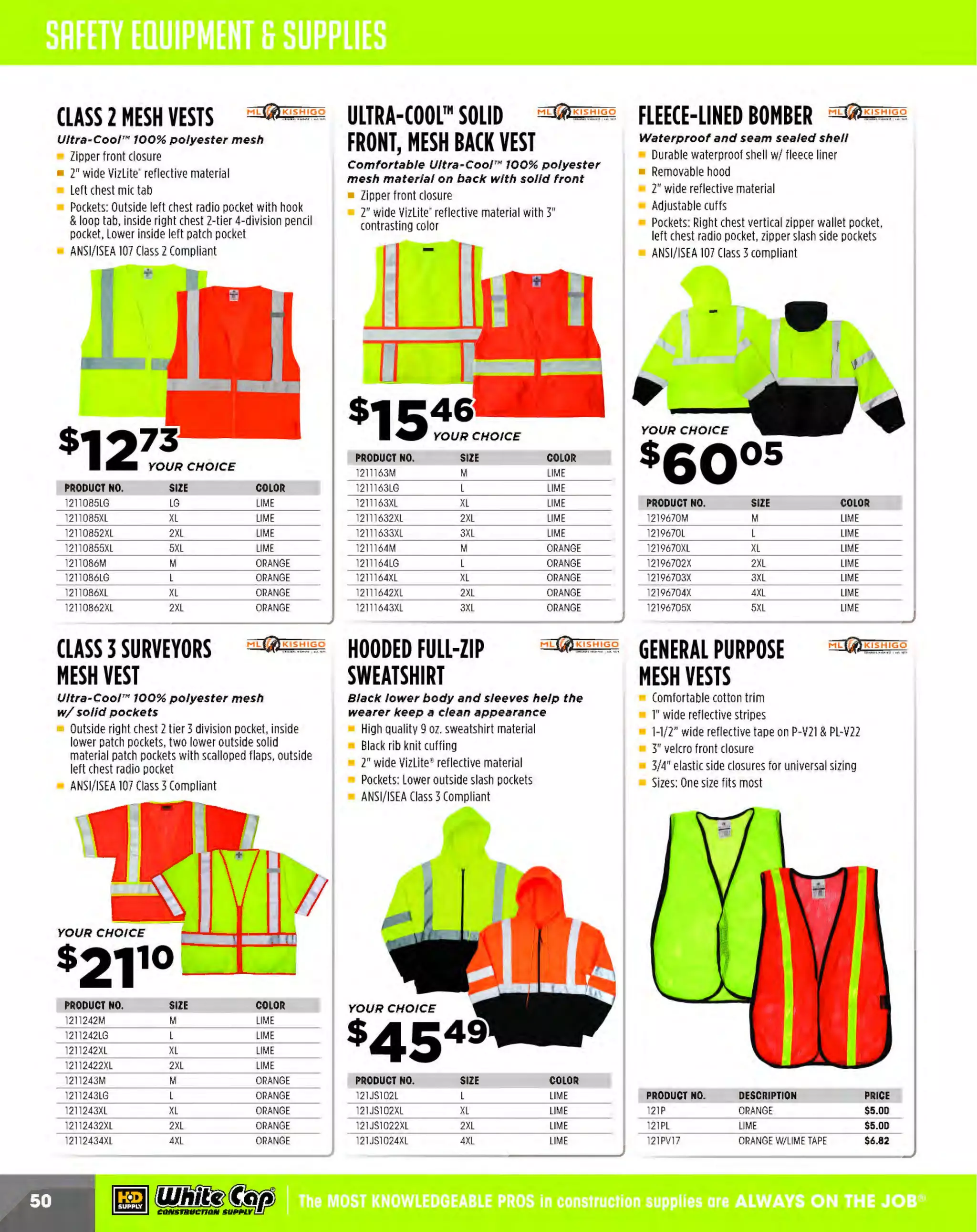 ~

Visit White Cap's WOC Branch @ Booth C4355

...... CONCRETE

FREE BACKPACK • SHOW SPECIALS • PRIZES • GIV EAWAYS*

~ WORLDoF

THESE SPECIAL TRADER DEALS AVAILABLE ALL MONTH AT YOUR LOCAL BRANCH!

EDGE SERIES RETRACTABLE LIFELINE

3" LOCKING CARABINER
WITH 3/4" GATE

:S/16" Galvanized cable

Brake limits fall arrest forces to 900 lbs. or less
Durable aluminum housing
Comes with swivel top, carabiner and tag line
Comes with RFID
ANSI 2359 Compliant 2359,14-2012

PRODUC NO.
T
12110910
12110915

Easy to use one hand operation

Securely attach lanyards or lifelines to anchorages
Offer maximum strength to 5,000 pounds
ANSI 2359

LENGTH
20'
30'

1
2101813$

INTERNAL SHOCK 6 FT. LANYARD

11' WEB RETRACTABLE
WEB LANYARD

Heavy duty outer polyester webbing

Made with a heavy duty outer polyester webbing and a
polyester core specially sewn in to reduce impact forces
Lightweight - does not stretch and has no shock pack

110 lbs. maximum work load
Swivel top reduces twisting of webbing
Light weight, compact and durable aluminum housing
Self-locking snaphook
Features Aramid fiber webbing for increased durability
ANSI 2359 C
ompliant
Includes: RFID and self-closing carabiner

1
21112006

12110900

CONCRETE ANCHOR

DJIMijijMiji SWIVEL CONCRETE (i!Mf%'fi MEGA SWIVEL
-••••Hiii••

Reusable
Max capacity 400 lbs.
For use on vertical,
or overhead applications
3/4" hold dia., 3" deep
5,000 lb. capacity
Designed for single user
PRODUCT NO.
12100235
12100236

DESCRIPTION
3/4" CONCRETE ANCHOR
(5,000 LB. CAPACITY)
1 CONCRETE ANCHOR
"
(10,000 LB. CAPACITY

ANCHOR KIT

ANCHOR

Used in :S, 000 psi concrete, 5000 lbs. rated

Use In cured concrete with
a compression strength of :S,000 psi

For use on steel flanges or concrete substrates

Visual indicator to ensure proper installation
Suited for temporary or permanent applications
R
eusable D-Ring assembly only requires
you to install a new bolt
R
otates 180°
Meets or exceeds all applicable
OSHA & ANSI standards

Rotates 360°
Flips 1ao0
Rated for 4 men HLL systems
Composed of drop forged alloy steel
Safe working load of 2,000 lbs.
with an ultimate breaking strength
of 10,000 lbs.

$6879
$202.28

BEAMER™ 2000
Fits :S.5" - 14" beams,
up to 1-1/4" thick

Designed specifically for use
at your feet and overhead
Nylon bushings
Weather-resistant
Reusable and extremely durable
Ratcheting end piece
Lightweight

12100101

~ (U/h~~

12100242

12100238

REBAR CHAIN
ASSEMBLY

6' PREMIUM CROSS
ARM STRAP

24" economy non-swivel
rebar chain assembly

lifMf'lfl

Wi th dual enforced webbing
and heavy duty stitching

Double locking snap hooks at legs
Double locking rebar hook
with 2-1/2" gate
ANSI rated high strength rebar hook

12101605

5,000 lb. capacity
Twice as durable with dual enforced
webbing & heavy duty stitching
The heavy duty wear pad protects
the structural webbing against
abrasion & snags

1
2110787

The MOST KNOWLEDGEABLE PROS in construction supplies

~ coNsTRucnoNs~·wHiLE suPPuEs LAST

800.944.8322

I Whitecap.com

 