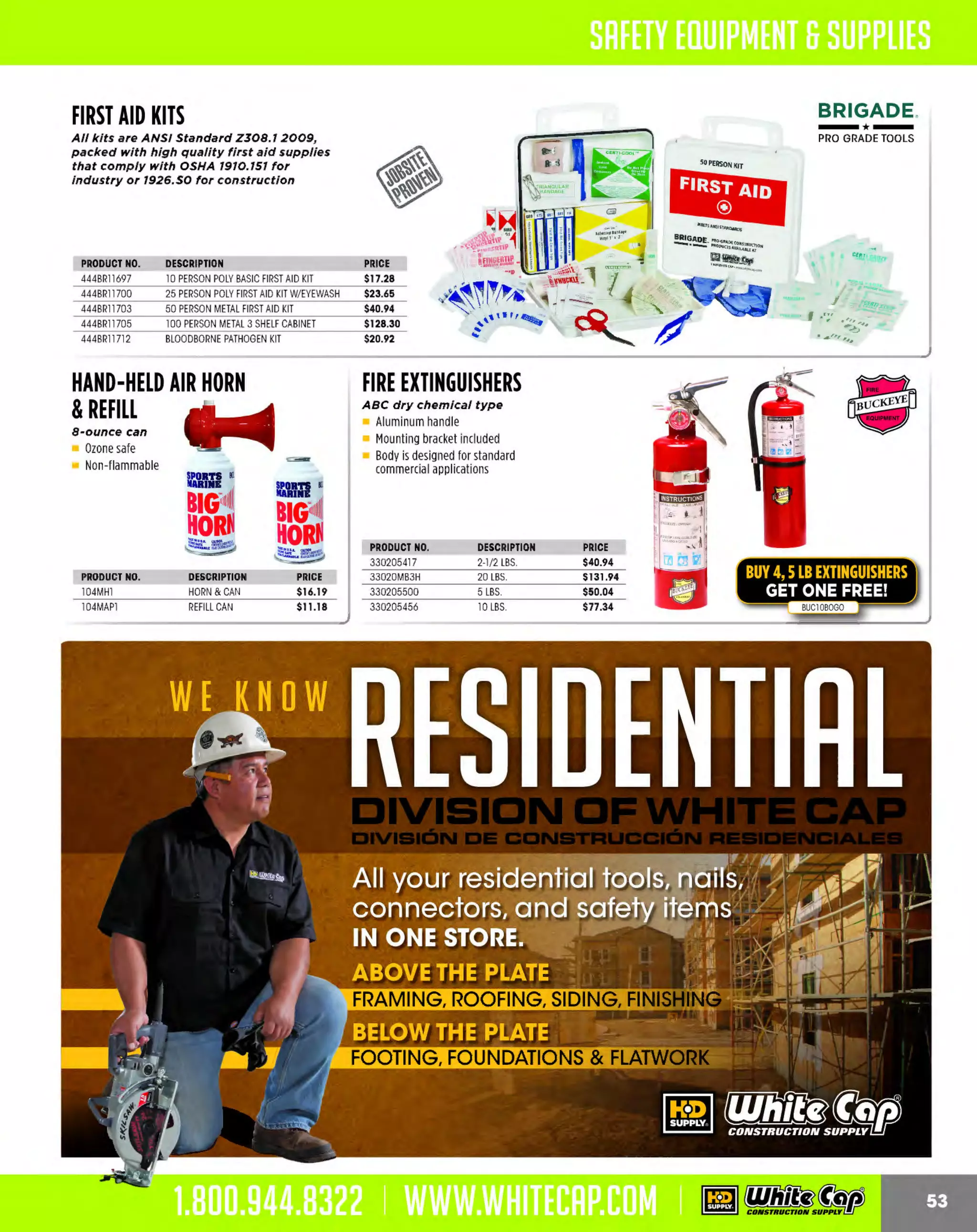 Experience Our MOBILE APP @ Booth BD2
ALSO VISIT OUR SAFETY BOOTH OUTSIDE OF CENTRAL HALL BY REGI STR ATION

...,.,ii!

~ WORLDoF

~ CONCRETE

THESE SPECIAL TRADER DEALS AVAILABLE ALL MONTH AT YOUR LOCAL BRANCH!

2" WATER PUMP
152 GPM, 118cc

HONDA
PUMPS

General purpose 2" pump
Easy starting Honda OHV
commercial engine
Silicon carbide mechanical seal
Cast iron volute and impeller
Protected by Honda Oil Alert'
92' maximum head lift

1-1/4" I 1-1/2" SUBMERSIBLE PUMP

HONDA
PUMPS

General purpose 3" pump
Easy starting Honda OHV
commercial engine
Silicon carbide mechanical seal
Cast iron volute and impeller
Protected by Honda Oil Alert'
85' maximum head lift

475WB20XK2

1/JHP, 40 gpm, 2, 400 gph, 25' max. head

3" WATER PUMP
275 gpm, 16Jcc

47SWB30XK2

HONDA
PUMPS

Submersible pump, stainless-steel casing
1/3-hp motor runs on 4 amps
Non-mercury auto float switch
Rated for continuous use
Thermal automatic reset
Discharge from the top
11 lbs.
20' cord

2" TRASH PUMP
187 gpm, 16Jcc

HONDA
PUMPS

Heavy-duty 2" construction trash pump
Easy starting Honda OHV
commercial engine
Solid handling capability up to 13/16"
Cast iron volute and impeller
Quick clean out port
Optional wheel kit available

CALL FOR PRICING

CALL FOR PRICING

475WSP33AA

475WT20XK4

3" TRASH PUMP
J19 GPM, 242cc

HONDA
PUMPS

Easy starting Honda OHV
commercial engine
Solid handling capability up
to 1-1/16"
Cast iron volute and impeller
Quick clean out port
Optional wheel kit available

4" TRASH PUMP
4JJ gpm, JJ7cc

HONDA
PUMPS

Heavy-duty 4" construction trash pump
Easy starting Honda OHV
commercial engine
Solid handling capability up to 1-1/16"
Cast iron volute and impeller
Quick clean out port
Optional wheel kit available

CALL FOR PRICING

CALL FOR PRICING

475WBOXK4

475WT40XK4

1" LIGHTWEIGHT
WATER PUMP

HONDA
PUMPS

1-1/2" LIGHTWEIGHT
WATER PUMP

GX25 Mini Four Stroke Engine

72gpm, 49cc

Weighs only 13.4 lbs.
37 gpm
Uses regular gasoline
118 ft. total headlift
Includes: garden hose adapter,
suction hose. clamps and strainer

Easy-starting Honda mini 4-stroke engine
Lightweight aluminum pump (201
bs.)
Protected by Honda Oil Alert'
Includes: hose clamps and strainer

CALL FOR PRICING

CALL FOR PRICING

47SWX10K1A

475WX15AX2

The MOST KNOWLEDGEABLE PROS in construction supplies

800.944.8322 I Whitecap.com

HONDA
PUMPS

 