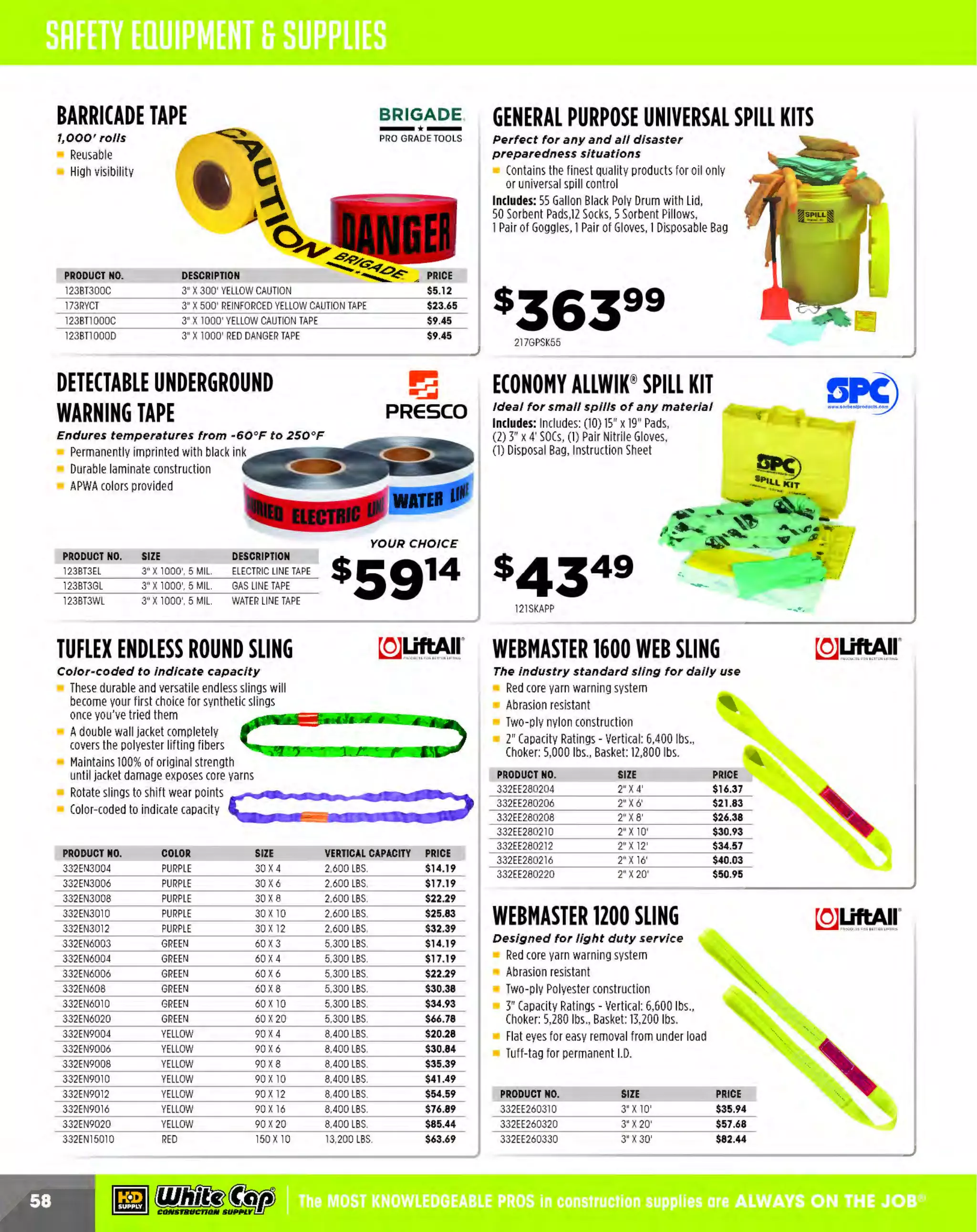 ~

Visit White Cap's WOC Branch @ Booth C4355

...... CONCRETE

FREE BACKPACK • SHOW SPECIALS • PRIZES • GIV EAWAYS*

~ WORLDoF

THESE SPECIAL TRADER DEALS AVAILABLE ALL MONTH AT YOUR LOCAL BRANCH!

SANDBLASTING ABRASIVE
Water quenched "slag" abrasive

Environmentally safe
Kleen Blast is the lowest heavy metal content of any mineral slag
Kleen Blast is the safest abrasive available
Low dust. silica free (<.01)
Kleen Blast has the best cleaning rate of any slag or sand abrasive available
Mohs hardness of approximately 7.5-8.0
100 lbs.
MEDIUM 16·30

MEDIUM 16·30

Applications: Feather & brush-off, smooth finish,
water blast systems, light mill scale, PROFILE:
.05-1.5

PRODUCT NO.
433KB3060

PRICE

$11.68

MEDIUM 16·30

Applications:
Most light work, mill scale, new structural steel
PROFILE: 1.5 - 3.0

PRODUCT NO.
433KB35

PRICE

$11.68

Applications: General purpose, heavy mill scale,
concrete & structural steel, PROFILE: 2.5 - 5.0

PRODUCT NO.
433KB1630

PRICE

$11.68

MAKE SAFETY THE EASIEST PART OF YOUR JOB
2013-14 WORK SAFE CATALOG

ALWAYS ON
THE JOB.®
SAFELY.

WHITECAP.COM

I 800.944.8322

NOW SHIPPING FREE! • REQUEST YOUR COPY TODAY
~ (U/h~~

The MOST KNOWLEDGEABLE PROS in construction supplies

~ coNsTRucnoNs~·wHiLE suPPuEs LAsr

800.944.8322

I Whitecap.com

 