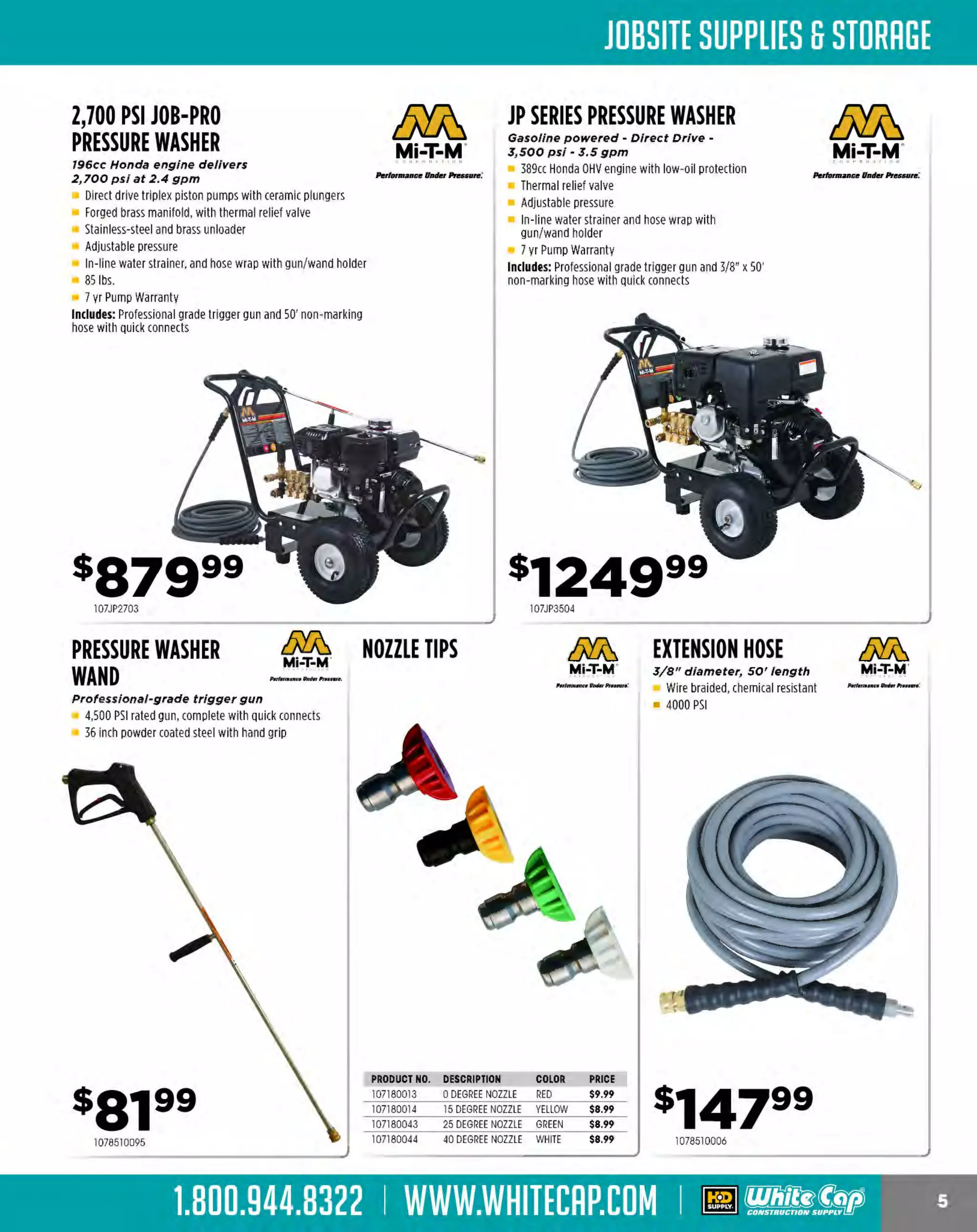 Experience Our MOBILE APP @ Booth BD2
ALSO VISIT OUR SAFETY BOOTH OUTSIDE OF CENTRAL HALL BY REGISTRATION

...,.,ii!

~ WORLDoF

~ CONCRETE

THESE SPECIAL TRADER DEALS AVAILABLE ALL MONTH AT YOUR LOCAL BRANCH!

7-1/4" MAG77LT
WORM DRIVE

Sl(ll.

Lightest weight
worm drive saw

4 lbs. lighter than SKIL SHD77, reduces user fatigue
6 function wrench stored in foot. DOC system
53° bevel with zero adjust and stop at 45°
Integrated saw hook mount
Soft Grip on switch handle
15.1 lbs.
Includes: 24-tooth carbide blade, blade wrench

7-1/4"
WORM DRIVE
CIRCULAR SAW

DEWALT. 7-1/4"

CIRCULAR SAW
15 amps, 5,800 rpm

15 amps, 4, 800 rpm

13.8 lb. lightweight magnesium construction
TOUGHCORD'" cord protection system provides
4x better cord jerk protection
53° bevel capacity
Includes: carbide tipped 7-1/4" blade, blade wrench

$JO TRADE-IN

Large cutting capacity (2-3/8" at go·.
1-3/4" at 45°)
Lower guard design for bevel
and narrow cuts
(2) Built-in LED lights for increased
cutting accuracy
Bevel cuts Odegrees - 45 • for most
common angles
Heavy gauge aluminum wraparound base
Includes: carbide tipped blade, blade wrench,
rip fence

DEW0114TRADE30

PRODUCT NO.
106MAG77LT
106MAG77LT72

DESCRIPTION
7-1/4" WORM DRIVE SAW
7-1/4" WORM DRIVE SAW W/
TWIST LOCK PLUG

PRICE
$219.99
$229.99

7-1/4" 24T DIABLO
FRAMING BLADE

PRICES BEFORE TRADE-IN
PRODUCT NO.
3240WS535
3240WS535T

DESCRIPTION
WITH LI-GROUND CORO SET
WITH TWIST LOCK CORO SET

fDIABIO-/

PRICE
$199.99
$204.99

1405007F

7-1/4" 24T CIRCULAR SAW BLADE
General purpose blade for hard and softwoods

Precision ground teeth for smooth, accurate cuts
Corrosion resistant coating helps prevent rusting
5/8" arbor with diamond knock-out

Ideal for fast, efficient ripping and crosscutting

Super thin kerf design allows better cutting control
TiCo'" Hi-D
ensity carbide
Perma-SHIELD' non-stick coating resists rust.
gumming and corrosion
Ideal for wet lumber
Extra-tough steel plate delivers longer life
5/8" arbor with diamond knock-out

s991
29700724A

7-1/4" 24T MARATHON
CIRCULAR SAW BLADE
8,JOO rpm (max_speed)

Every other tooth is ground thinner for fast cuts
Construction grade carbide teeth for long life
Reinforced shoulder for added durability
Heat vent and expansion slot design reduces
vibration for longer life and straighter cuts
Fastest Framing Blade Ever'"
5/8" arbor with diamond knock-out

s7s9
173RN024030

1
7325130

IRWIN.
J!AlLl/l!C3.

RENEGADE 7-1/4" X 24T
ATB GRIND SAW BLADE
High-quality steel with carbide reinforcement

Replacement blade for circular saws.
recommended for DIY projects and construction
Economical yet high performance,
can be sharpened to extend life

BUY ONE GET ONE FREE!
FRE011 4FREE5

s503
297RE0724A

The MOST KNOWLEDGEABLE PROS in construction supplies

800.944.8322 I Whitecap.com

IRWIN.

1111111111"•
,,.,.,.,.,,,,,.<IJ

 