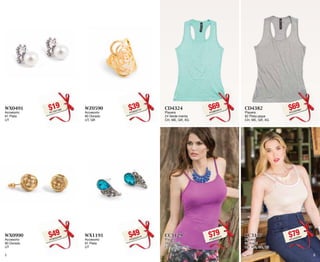 WX0491 
Accesorio 
91 Plata 
UT 
$19PC1001390 
CD4324 
Playera 
24 Verde menta 
CH, ME, GR, XG 
$69PC8804813 
WX0990 
Accesorio 
90 Dorado 
UT 
$49PC9503499 
CC3129 
Playera 
29 Grosella 
CH, ME, GR, XG 
$79PC6305575 
WZ0590 
Accesorio 
90 Dorado 
UT, GR 
$39PC8502747 
CD4382 
Playera 
82 Plata jaspe 
CH, ME, GR, XG 
$69PC2304881 
WX1191 
Accesorio 
91 Plata 
UT 
$49PC0203419 
CC3137 
Playera 
37 Kakhi 
CH, ME, GR, XG 
$79PC3405584 
2 3 
 