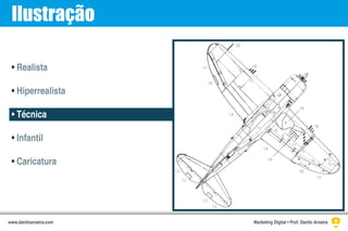 Ilustração
• Realista
• Hiperrealista
• Técnica
• Infantil
• Caricatura
Marketing Digital • Prof. Danilo Aroeirawww.daniloaroeira.com
 