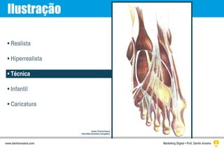 Ilustração
• Realista
• Hiperrealista
• Técnica
• Infantil
• Caricatura
Ilustra: Priscila Ramos
http://liekki.deviantart.com/gallery/
Marketing Digital • Prof. Danilo Aroeirawww.daniloaroeira.com
 