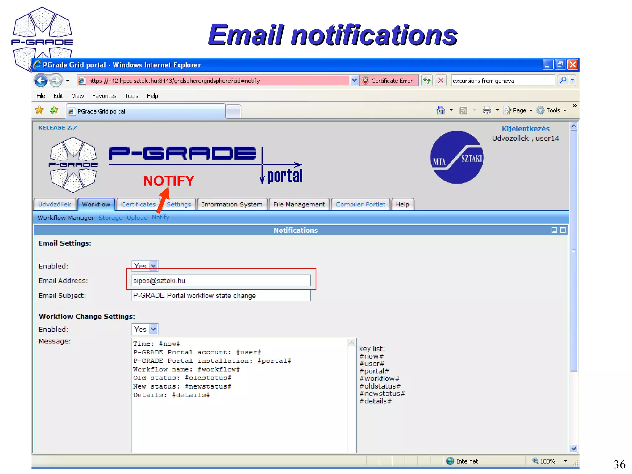 Email notifications




NOTIFY




                               36
 