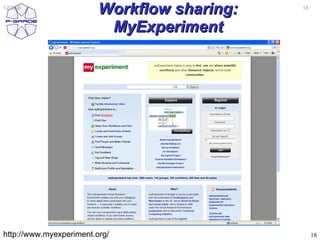 12/3/06
                         Workflow sharing:   18



                          MyExperiment




http://www.myexperiment.org/                      18
 