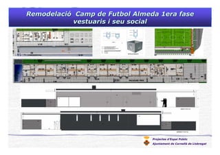 Projectes d’Espai Públic
Ajuntament de Cornellà de Llobregat
RemodelaciRemodelacióó Camp deCamp de FutbolFutbol AlmedaAlmeda 1era fase1era fase
vestuarisvestuaris ii seuseu socialsocial
 