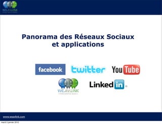 Panorama des Réseaux Sociaux
                              et applications




  www.weavlink.com
mardi 5 janvier 2010
 