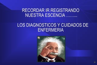 RECORDAR IR REGISTRANDO
NUESTRA ESCENCIA ……...
LOS DIAGNOSTICOS Y CUIDADOS DE
ENFERMERIA
19
 