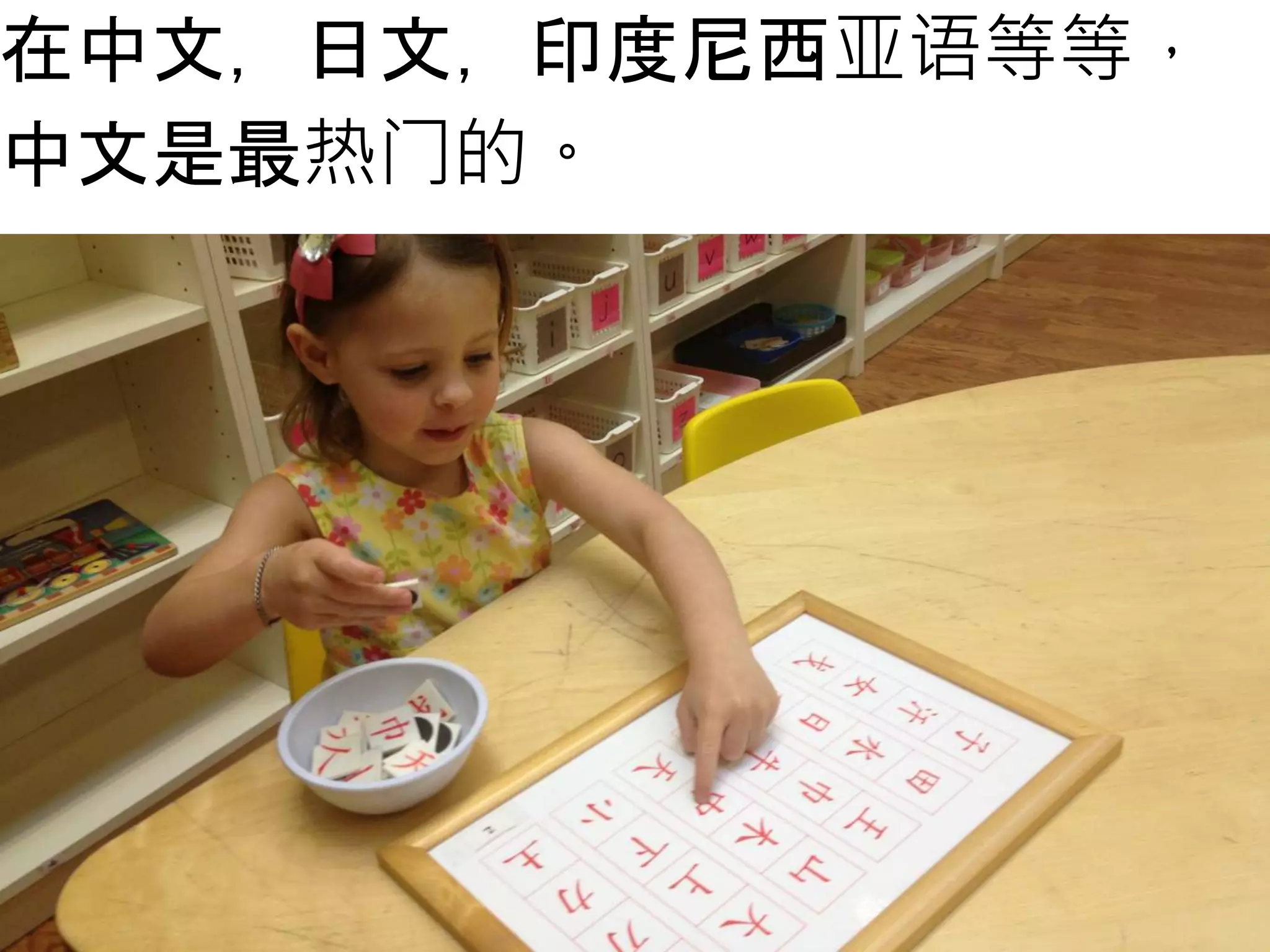 在中文，日文，印度尼西亚语等等，
中文是最热门的。
 