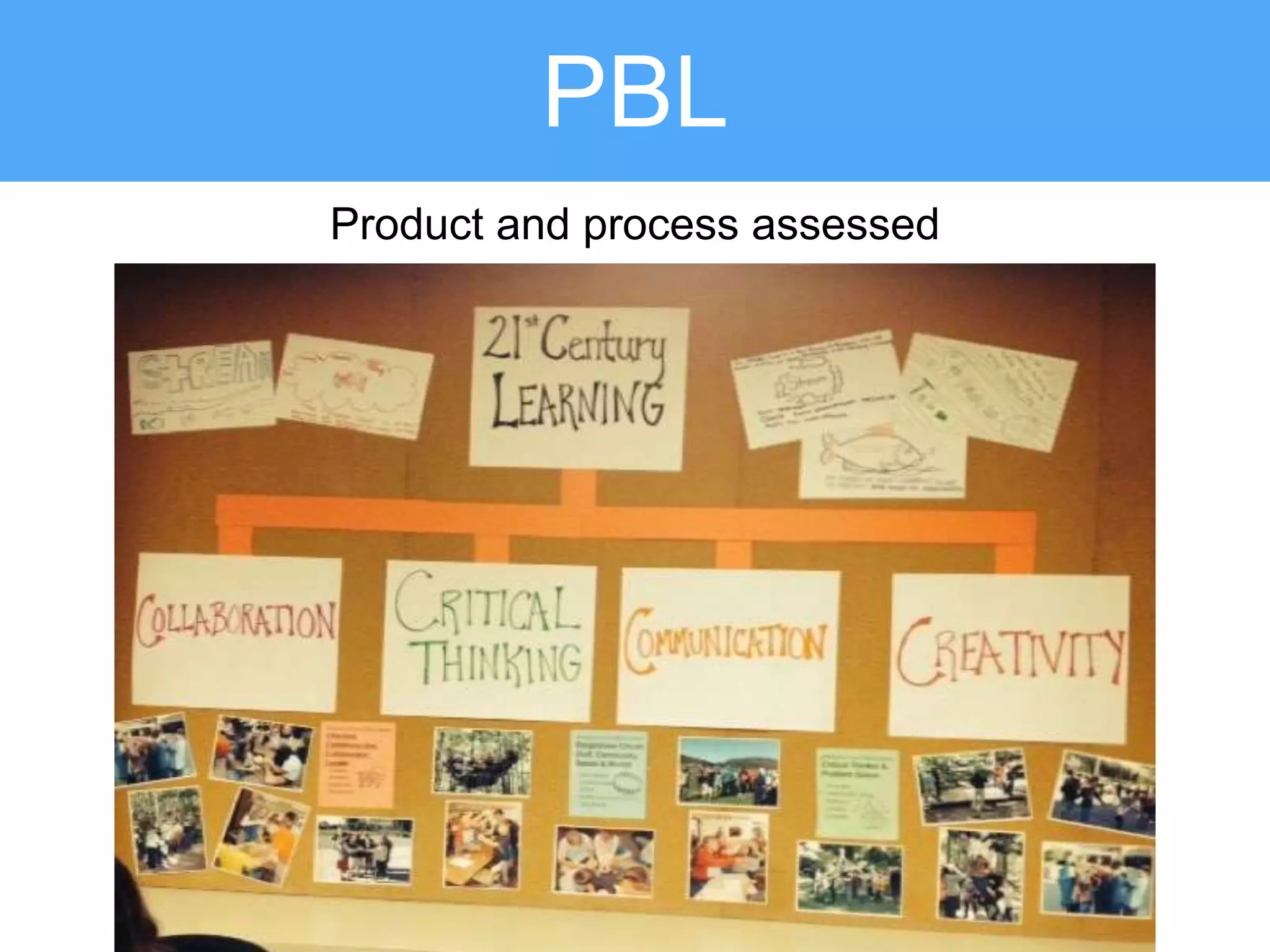 Product and process assessed
PBL
 