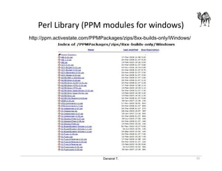 Danairat T.
Perl Library (PPM modules for windows)
http://ppm.activestate.com/PPMPackages/zips/8xx-builds-only/Windows/
15
 