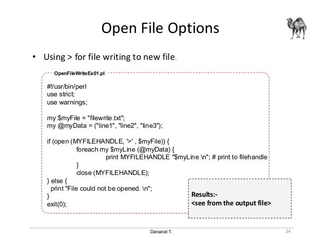 Writing to files with Perl