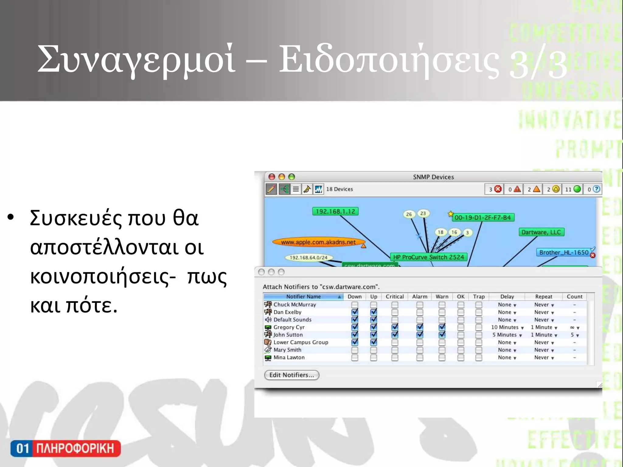Συναγερμοί – Ειδοποιήσεις 3/3Συσκευές που θα αποστέλλονται οι κοινοποιήσεις-  πως και πότε. 