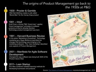 Source: The Origins of Product Management, onproductmanagement.net - 2010
1930 - Procter & Gamble
P&G Neil McElroy creates...