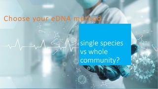 Environmental DNA (eDNA) analysis and applications
