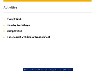 © 2012 SAP AG. All rights reserved. ‹#›7 Years of Dedicated Service| Consulting | Resourcing | Education
Activities
1. Project Work
2. Industry Workshops
3. Competitions
4. Engagement with Senior Management
 