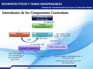 REFERENTES ÉTICOS Y TEMAS INDISPENSABLES
Proceso de Transformación Curricular en Educación Media
Interrelación de los Componentes Curriculares
 