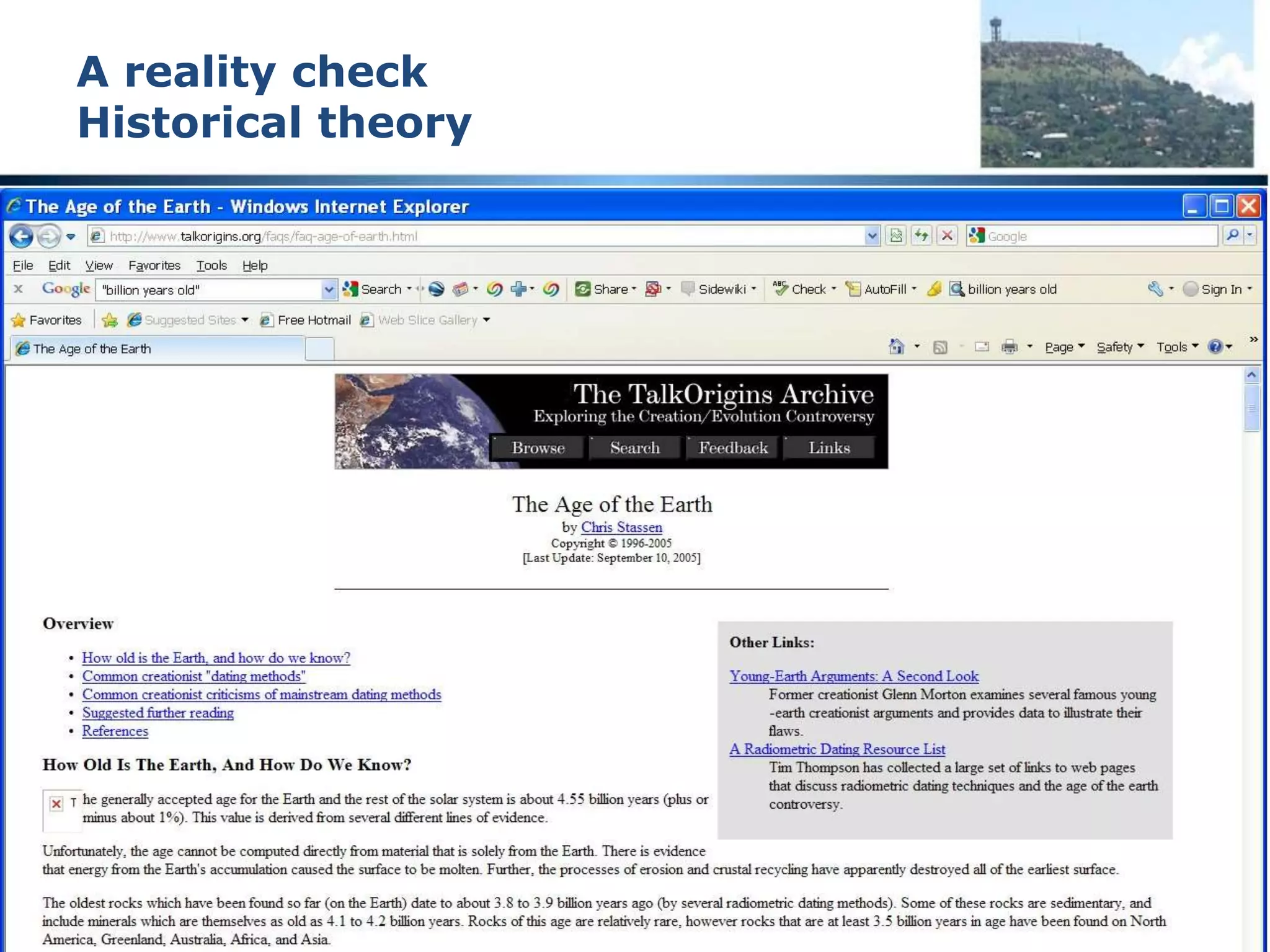Exponential characteristics
 Most strength, decay and other characteristics are
exponential
 Change follows an exponential trajectory
 Bed load and sediment load in water follow an
exponential trajectory
 Your car follows an exponential trajectory when
you change direction
 Extrapolation from the tail end of an
exponential distribution, especially on the
basis of linear assumptions is highly
inadvisableversus
 