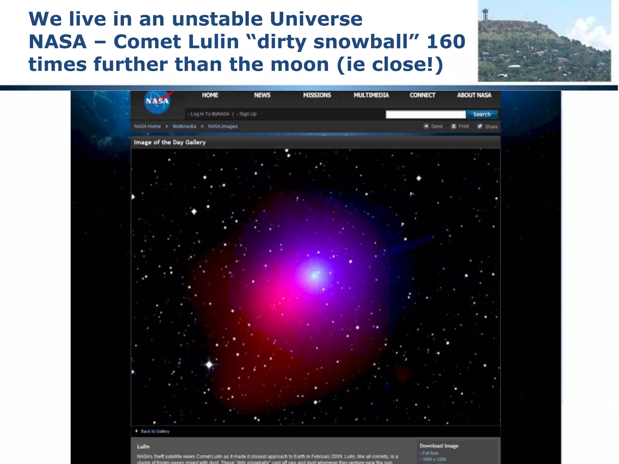 Fundamental laws of physics
 Force = mass multiplied by acceleration
 Any change in state, any movement relative to an apparently
static position requires an external force
 Disruption of the surface of the earth requires an EXTERNAL force,
it cannot happen within a state of equilibrium on the planet
 All evidence of dramatic change is also evidence of dramatic
forces being applied
 Evidence of a vertical up or down thrust of the surface of the
earth is evidence of massive forces being applied
 The nature of such a displacement is such that the force is almost
certainly external
 