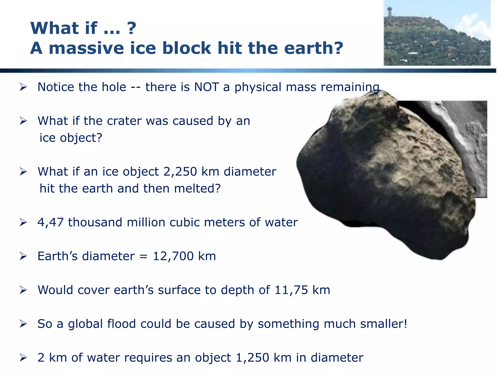 Hellas Planitia – 2,250 km diameter
crater -- Cape Town, South Africa to
Lusaka, Zambia
 