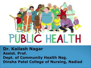 Dr. Kailash Nagar
Assist. Prof.
Dept. of Community Health Nsg.
Dinsha Patel College of Nursing, Nadiad
Introduction of
Public Health Nursing
 